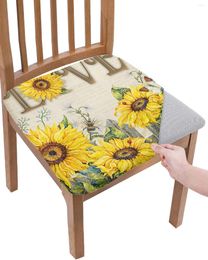 Chair Covers Sunflower Flower Love Butterfly Retro Elastic Seat Cover For Slipcovers Dining Room Protector Stretch