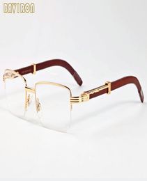 with box 2020 mens fashion wood sunglasses for mens women semi rimless gold metal frames buffalo horn glasses lunettes gafas de so2470869
