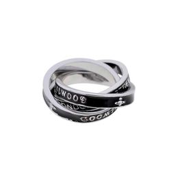 Brand Westwoods High Edition Light Luxury Personalized Punk Style Letter Three Ring Dynamic Couple Nail