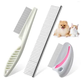 Dog Apparel 3 Pcs Pet Grooming Comb Set Brushes Fursuit Stainless Steel Cat Supplies Bridegroom Shampoo