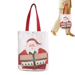 Gift Wrap Christmas Canvas Handbag Shopping Tote Bags Casual Shoulder Bag For Travel Parties School Work