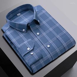Men's Casual Shirts In Shirt Ovresize Long-sleeve Cotton For Men Slim Fit Formal Plain Plaid Tops Designer Black Clothes