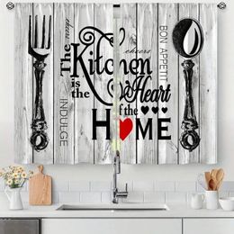 Curtain 2pcs Fashion Minimalist Knife Fork Text Kitchen Window Curtains Easy Instal For Bedroom Study Cafe Living Room Home Decoration