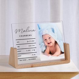 Frames Custom Birth Announcement Acrylic Plaque Nursery Decor Personalised Born Keepsake Gift Ideas For Dad Mom Mother's Day Present