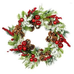 Decorative Flowers Christmas Door Wreath Pine & Berry Artificial Wreaths For Holiday Festival Home Farmhouse Wall Decor