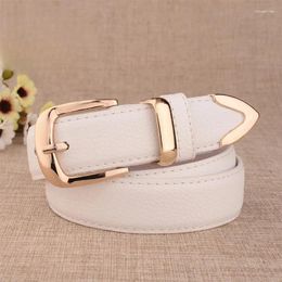 Belts 2024 Fashion Women Leather High Quality Gold Buckle Matching Dress Jeans For Lady