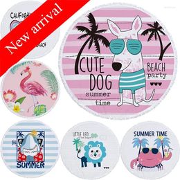 Towel Cartoon Animal Round Bath Cute Dog Children Summer Beach Shower Soft Lady Spa Gym Wrap Cloth Water Absorbing Blanket