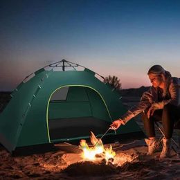 Tents and Shelters Outdoor double-layer pop-up tent quick automatic open beach camping 2-person waterproof travel accessoriesQ240511