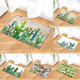 Bath Mats Non-slip 60X40cm Bathroom Floor Mat 3D Printed Cactus Flower Plant Toilet Carpet Absorbent Pad Rug Shower Room