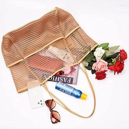 Storage Bags Summer Mesh Beach Tote Bag Lightweight Foldable Women Large Capacity Shoulder Handbags Pool For Shopping Picnic Travel