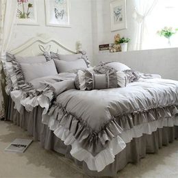 Bedding Sets European Double Layers Set Ruffle Duvet Cover Wrinkle Bedspread Bed Sheet For Wedding Decorative Clothes
