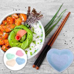Cups Saucers 8pcs Heart Shaped Saucer Creative Sauce Seasoning Dish Snack Food Plates Appetizer For Home Restaurant (Assorted Color)