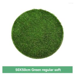 Decorative Flowers 50X50cm Round Grass Lawn Artificial Turf Simulation Pet Mat Outdoor Plastic Carpet Dining Table Top