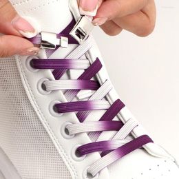 Shoe Parts No Tie Laces For Sneakers Elastic Shoelaces Flat Metal Cross Buckle Convenient Gradient Lazy Shoes Lace Rubber Band Unisex