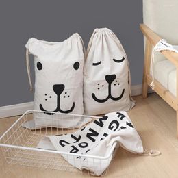 Storage Bags 50X60Cm Clothes Bag Cute Cartoon Cotton And Linen Drawstring Foldable Toys Breathable Shoe