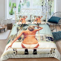 Bedding Sets 3D Duvet Cover Set Comforter Covers Pillow Full Twin Single Double Size Beauty And Skateboarding Bed Linens