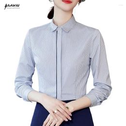 Women's Blouses NAVIU 2024 Spring Autumn Commuter Simple Stripes Turn-down Collar Long Sleeve Women Shirt Office Ladies Work Tops