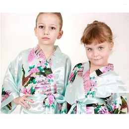 Party Favor 13colors Set Of Wedding Floral Kiminos Bride Bridesmaid Satin Silk Pajamas Robes Flower Girl Dressing Gowns Favors Gifts