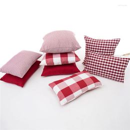 Pillow 45x45/50x30cm Red White Gingham Cover Sofa Checkered Striped Pillowcase Waist Case For Backrest Home Decor