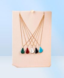 Luxurious quality fan shape pendant necklace in five different Colour nature stone for women wedding Jewellery gift PS809984175995196318