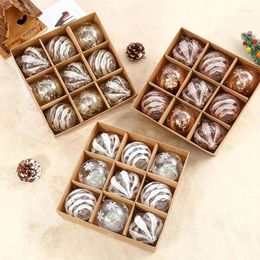 Party Decoration 9Pcs Christmas Balls Exquisite Champagne Rose Gold Decorative Ball Tree Hanging Ornament Holiday Decor