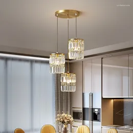Chandeliers All-copper Crystal Chandelier Dining Room Lamps Nordic Creative Personality Indoor Simple Decorative Lights