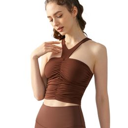 al yoga women Sexy Hanging Neck Strap Tank Top with Chest Pads One piece Summer Tight Inner Layup Bra Sleeveless Top for Women