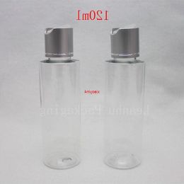 120ml Disc top cap plastic bottles containers for Travelling ,pearl transparent empty liquid PET cosmeticsgood package Loeus