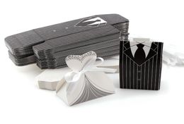 100Pcs Candy Boxes Tuxedo Dress Gown Bride and Groom Wedding Gift Candy Favor Box Party Supplies4812647