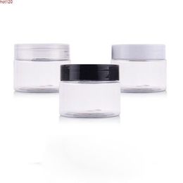 50pcs 100g transparent empty round cosmetic cream PET jars with black/white plastic lids ,clear containers for cosmetics ,good qty Jckd Aulv