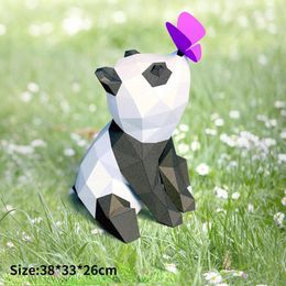 Party Decoration 3D Paper Mould Panda Animal Non-Finished Model Folding Work DIY Craft Home Desk Floor Decor Figurines Miniatures