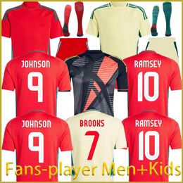 2024 Wales soccer jerseys JAMES BALE 24 25new Welsh football shirts JOHNSON N.WILLIAMS RODON T.ROBERTS CABANGO LEVITT MOORE THOMAS Men woman Football Uniform kids kit