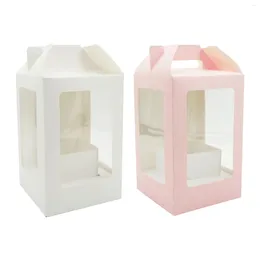 Gift Wrap Floral Packaging Boxes Clear Window Shop With Handle Party Graduation Portable Flower Box Bags Wrapping