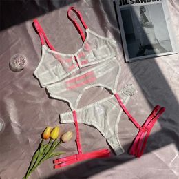 Perspective Sexy Lingerie For Women Mesh Erotic Underwear Set Sex Costume Bra Panties Garter Belt Porn Sexy Lingerie Suits 240511