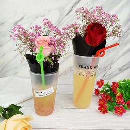 Disposable Cups Straws 50pcs High Quality Creative Wedding Birthday Party Favors Dessert Drinking Plastic Thick Packaging Snack Milk Tea