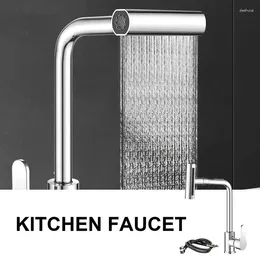 Kitchen Faucets Waterfall Faucet Single Handle Sink L-Shaped Nozzle Pull Out For Rinsing Dishes Washer