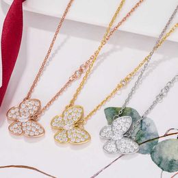 Designer Necklace Vanca Luxury Gold Chain V-gold Full Diamond Butterfly Necklace for Women with 18k Rose Gold Luxury Simple Full Diamond Pendant