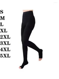 Women Socks Women's Pantyhose Skin Tone Pressure Jumpsuit Plus Size S-4XL 5XL Black Varicose Prevention Tights 20-30mmHg