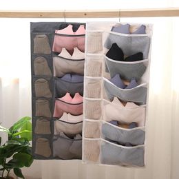 Storage Boxes Foldable Hanging Organizer Underware Bra Socks Wardrobe Bag Bedroom Multi Pockets Oxford Fabric