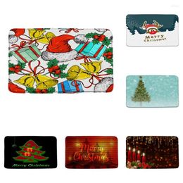 Bath Mats Red Christmas Hat Bell Xmas Tree Cute Elk Candle Holiday Flannel Bathroom Decor Rugs Doormat Non Slip Backing Foot Pad
