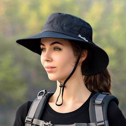 Wide Brim Hats 1pc Women Fisherman Hat Pure Colour Waterproof Sun Cap Summer Travel Hiking Foldable UV Protection Bucket