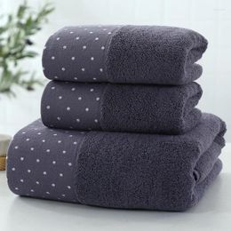 Towel 3PCS Cotton Set Bathroom Geometric Pattern Bath For Adults Face Hand Towels Terry Washcloth Travel Sport