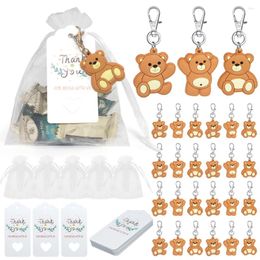 Party Favour 30 Sets Bear Keychains Baby Shower Decorations With Thank You Labels And Yarn Bags Favours For Wedding Anniversary Gifts