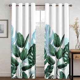Curtain Custom European Elegant Green Leaves Curtains Luxury Tropical Pattern Window For Bedroom Living RooM