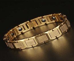Polished Tungsten Steel Bracelet Men039s Bracelet Black Germanium Magnet Health Gift for Friend4407096