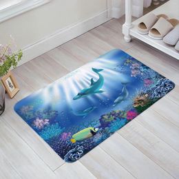Carpets Underwater World Dolphin Nature Blue Kitchen Floor Mat Living Room Decor Carpet Home Hallway Entrance Doormat Anti Slip Rug