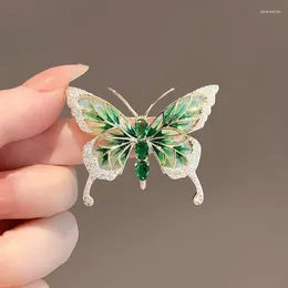 Brooches Vintage Butterfly Brooch Light Luxury Emerald Corsage National Trend Style Enamel Haute Couture Suit Anti-slip Accessories