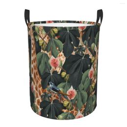 Laundry Bags Waterproof Storage Bag Jungle Giraffe Household Dirty Basket Folding Bucket Clothes Toys Organizer