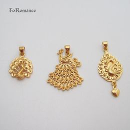 Pendant Necklaces 3 DESIGNS PEACOCK DIFFERENT SHAPED YELLOW GOLD PLATED 18INCH WATER WAVE CHAIN HEART CHARM NECKLACE