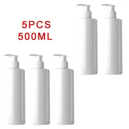 Liquid Soap Dispenser 5pcs 500ml White Empty Pump Bottle Split Leak Proof For Shampoo Lotion Body Wash Travel Necessity